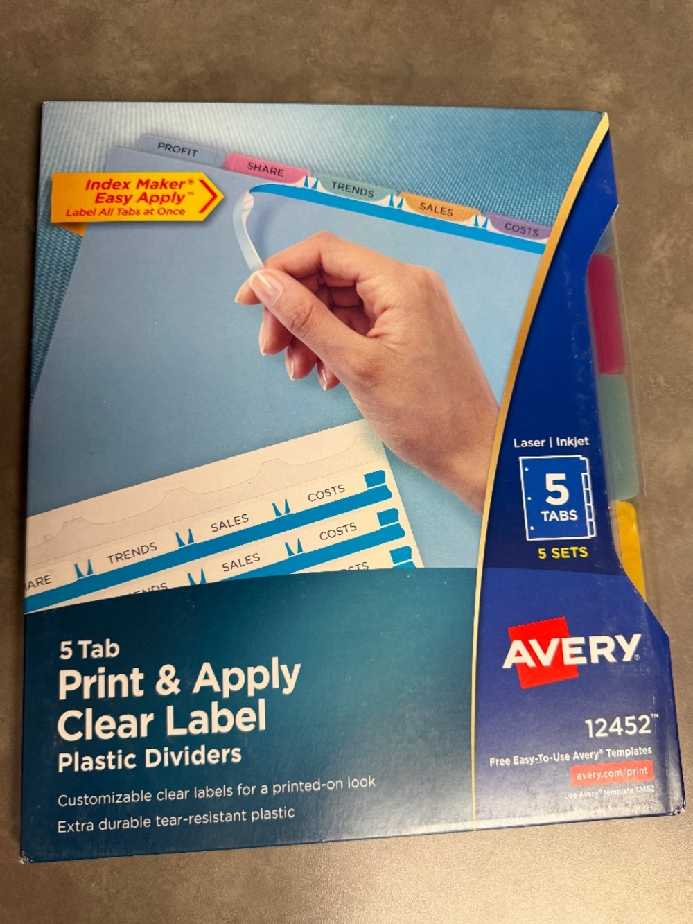 Avery 12452 5 Tab Labels & Plastic Dividers